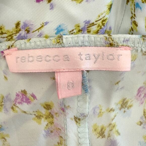 Rebecca Taylor Floral Silk Halter Midi Dress In Light Blue Size 8 - Picture 13 of 14